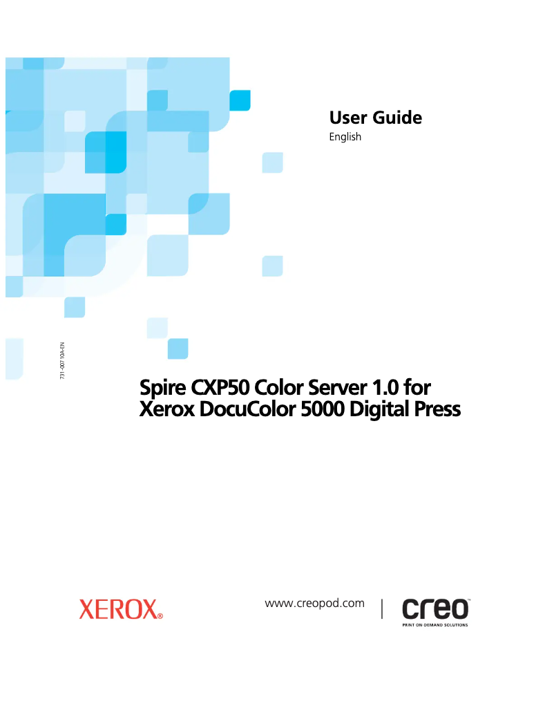 Page n°1 - Manuel utilisateur Xerox DocuColor 5000