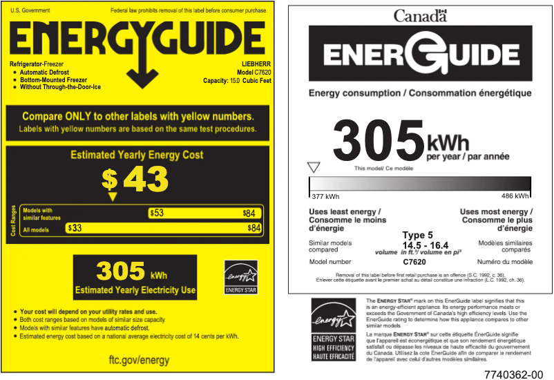Page 1 de la notice Label énergétique Liebherr C7620
