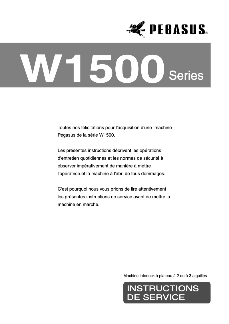 Image de la première page du manuel de l'appareil W1500