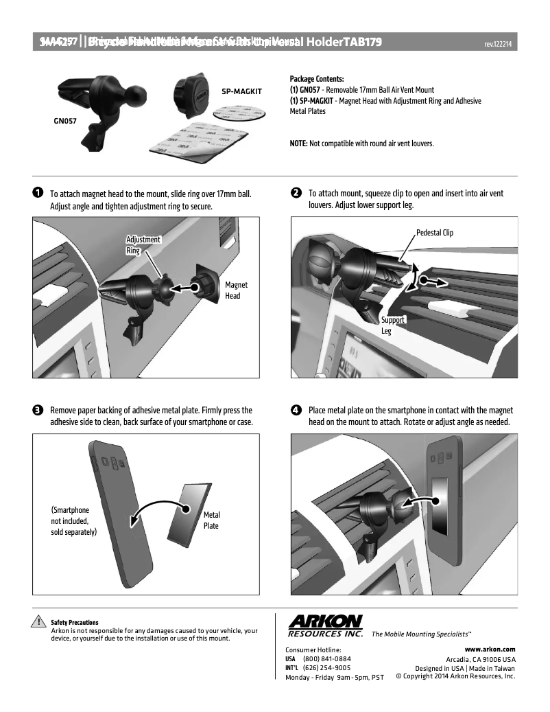 Page n°1 - Manuel utilisateur Arkon MAG157