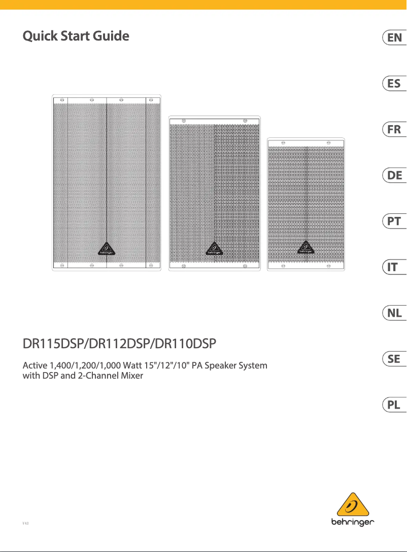 Page n°1 - Guide de démarrage rapide Behringer DR115DSP
