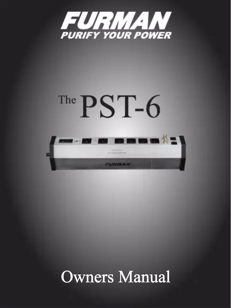 Page 1 de la notice Manuel utilisateur Furman PST-6
