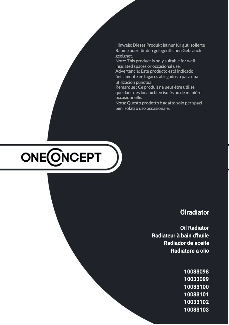 Page n°1 - Manuel utilisateur OneConcept Wallander