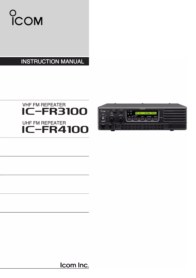 Image de la première page du manuel de l'appareil IC-FR3100