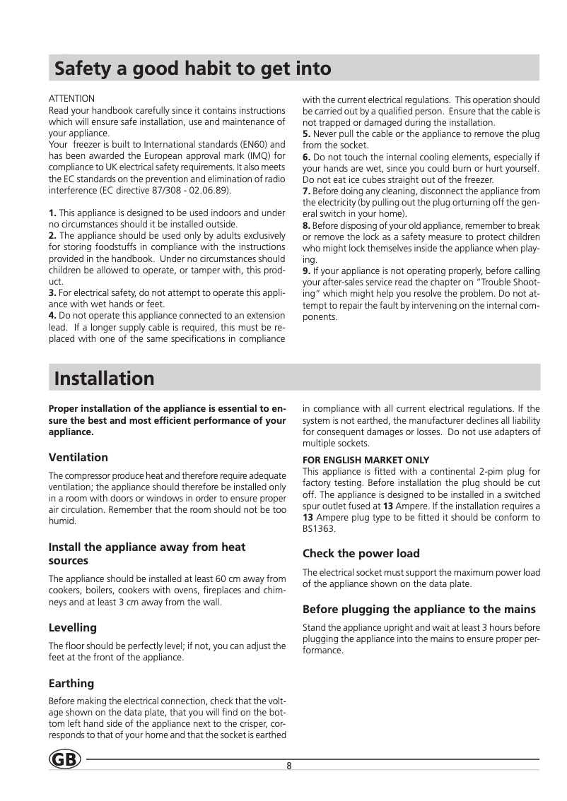 Page 1 de la notice Manuel utilisateur Smeg VR 105 B