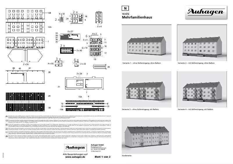 Page 1 de la notice Manuel utilisateur Auhagen 14472