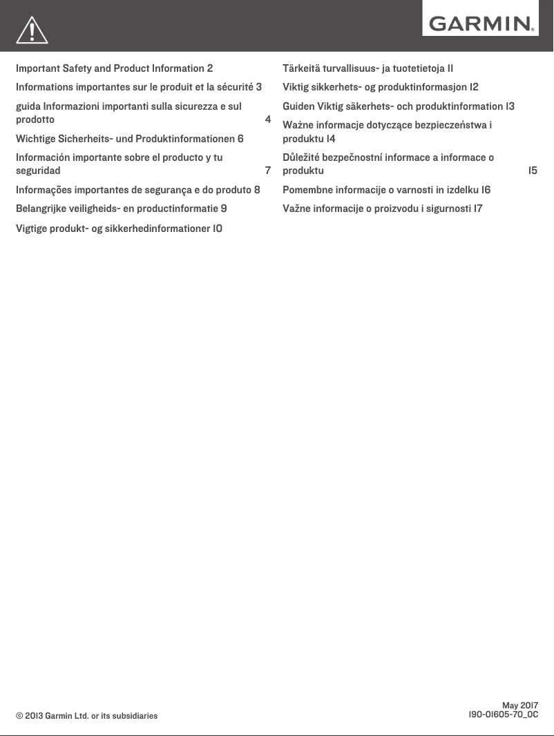 Page n°1 - Instructions de sécurité Garmin Edge Touring Plus