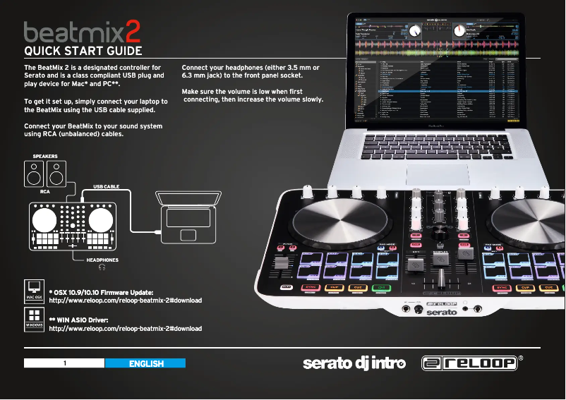 Page 1 de la notice Manuel utilisateur Reloop Beatmix 2 MK2
