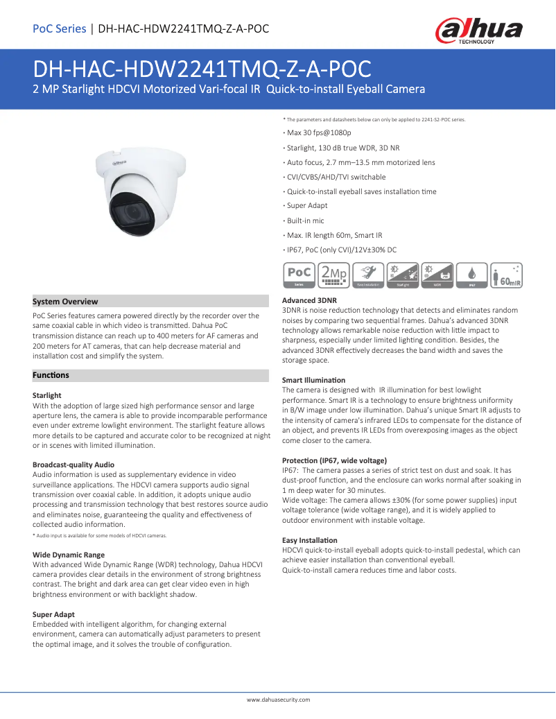 Image de la première page du manuel de l'appareil HAC-HDW2241TMQ-Z-A-POC