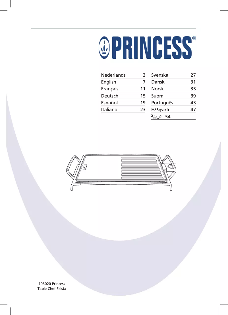 Page 1 de la notice Manuel utilisateur Princess Table Grill Fiësta 103020