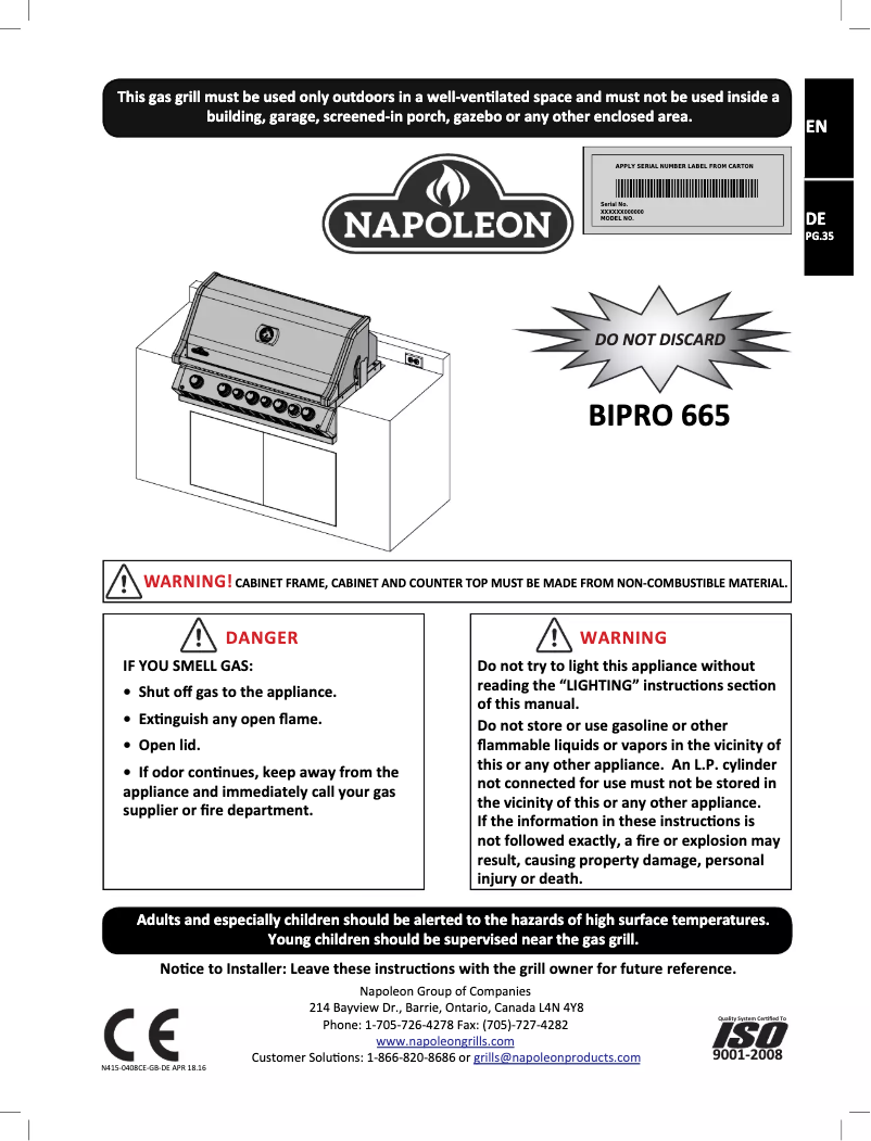 Image de la première page du manuel de l'appareil BIPRO 665