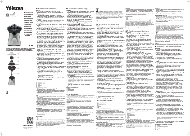 Page 1 de la notice Manuel utilisateur TriStar CP-2265