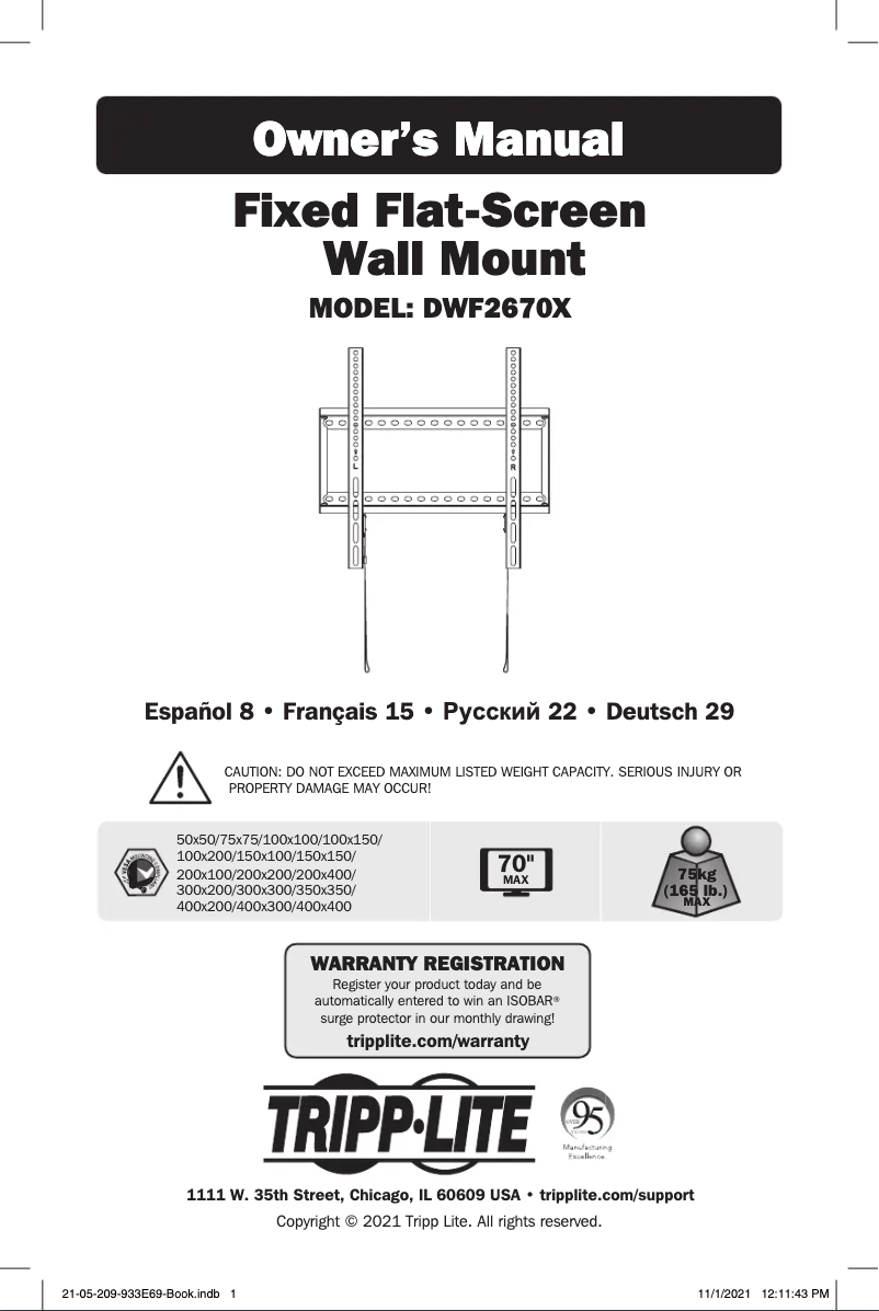 Page 1 de la notice Manuel utilisateur Tripp Lite DWF2670X