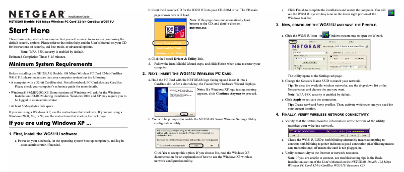 Image de la première page du manuel de l'appareil WG511U