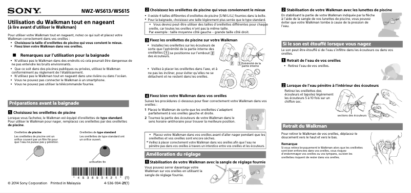 Page n°1 - Manuel utilisateur Sony Walkman NWZ-WS615