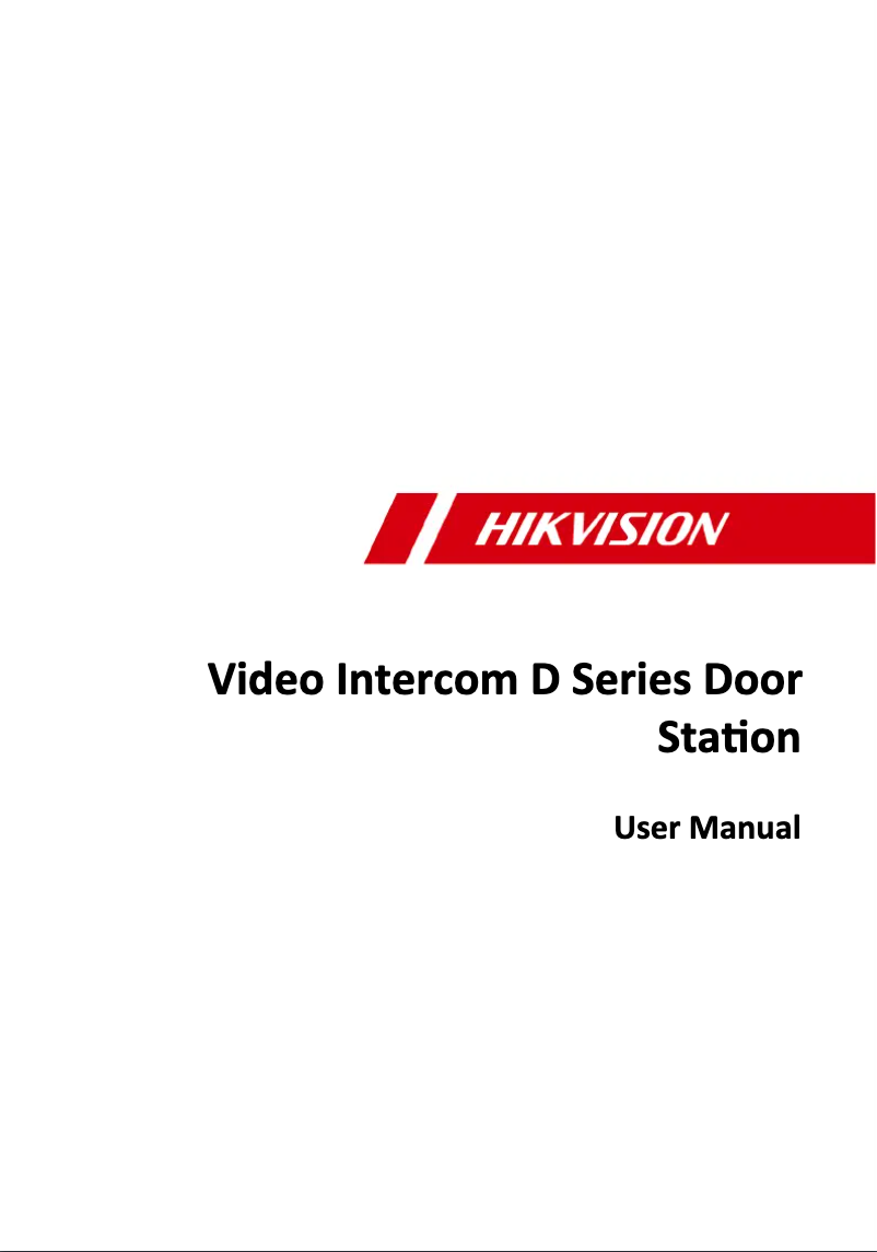 Page n°1 - Manuel utilisateur Hikvision DS-KD8103-E6