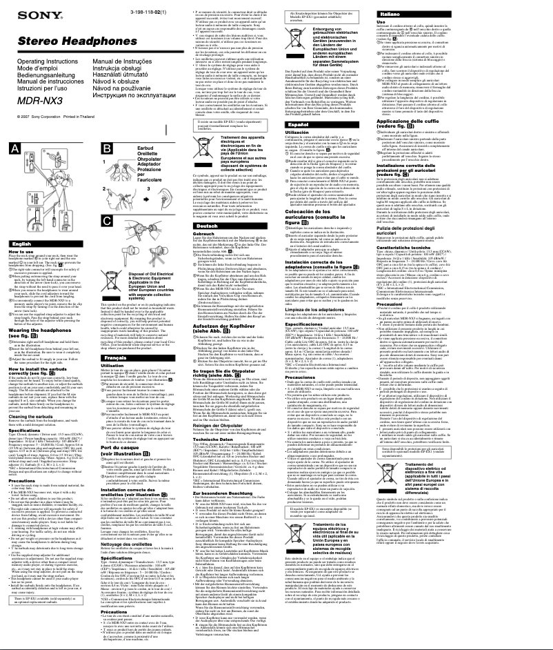 Página 1 del manual Manual de usuario Sony MDR-NX3