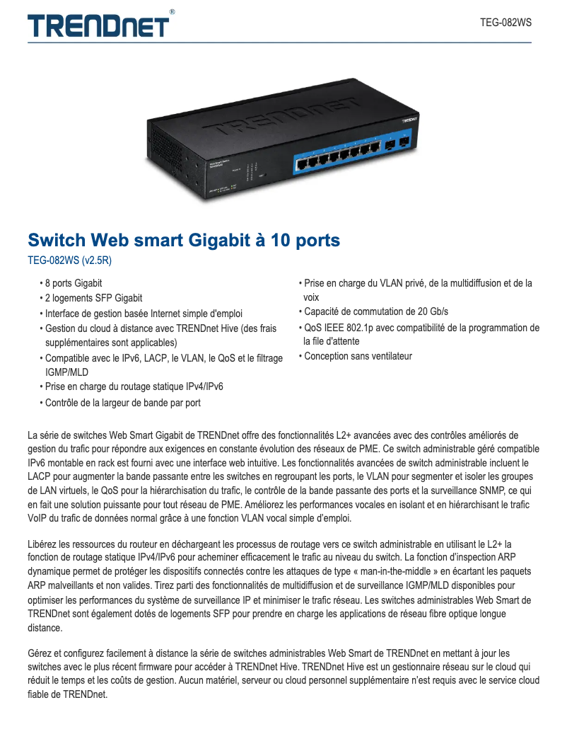 Image de la première page du manuel de l'appareil TEG-082WS