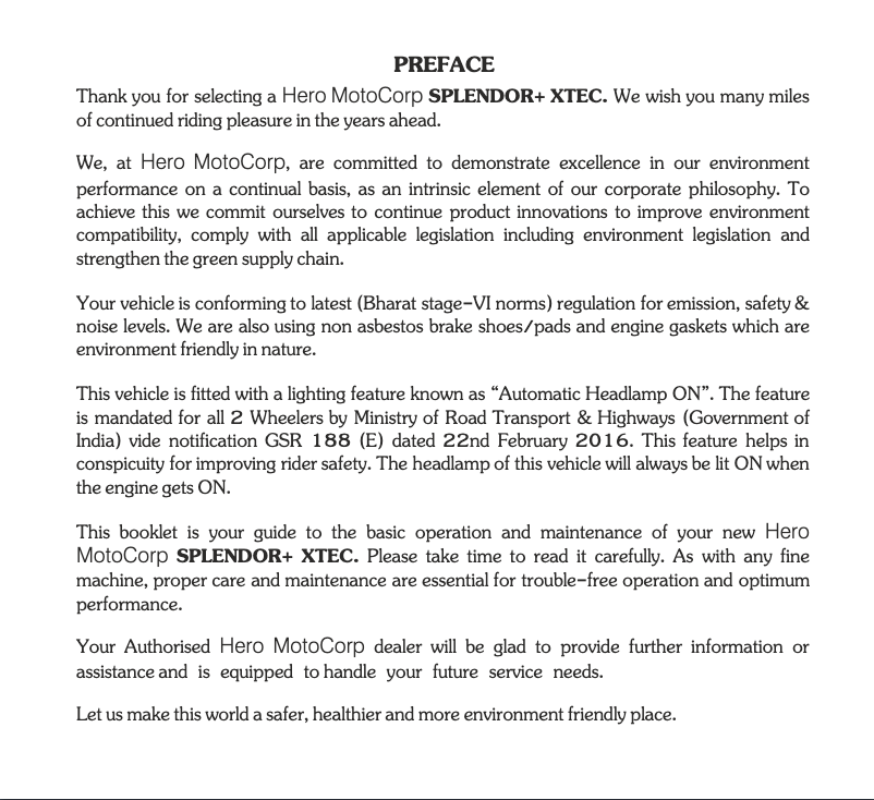 Page n°1 - Manuel utilisateur Hero Splendor+ Xtec (2022)