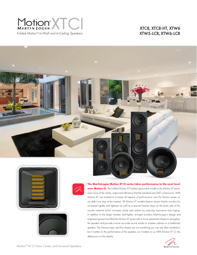 Page n°1 - Fiche technique Martin Logan Motion XTC8-HT