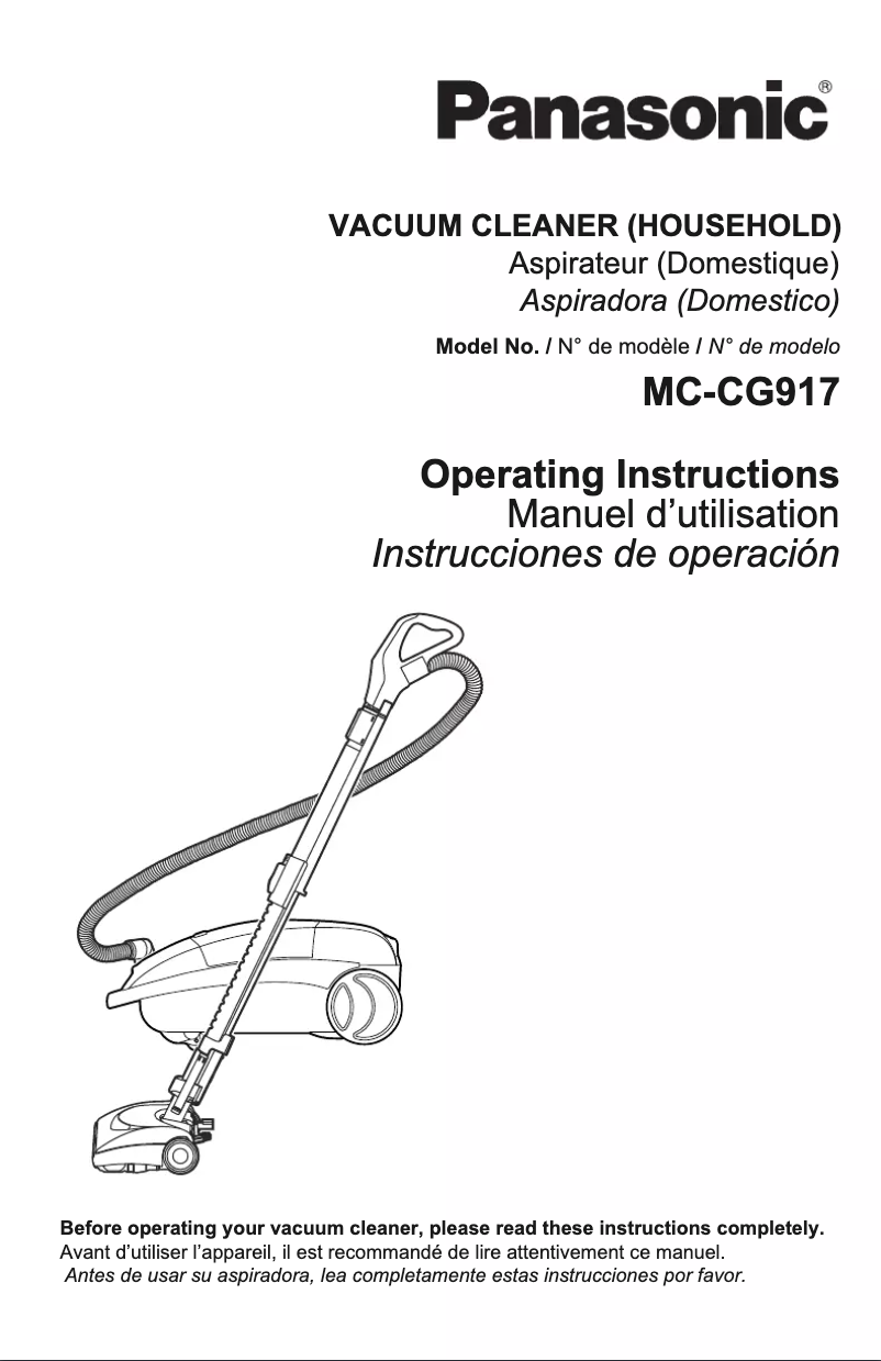 Page 1 de la notice Manuel utilisateur Panasonic MC-CG917