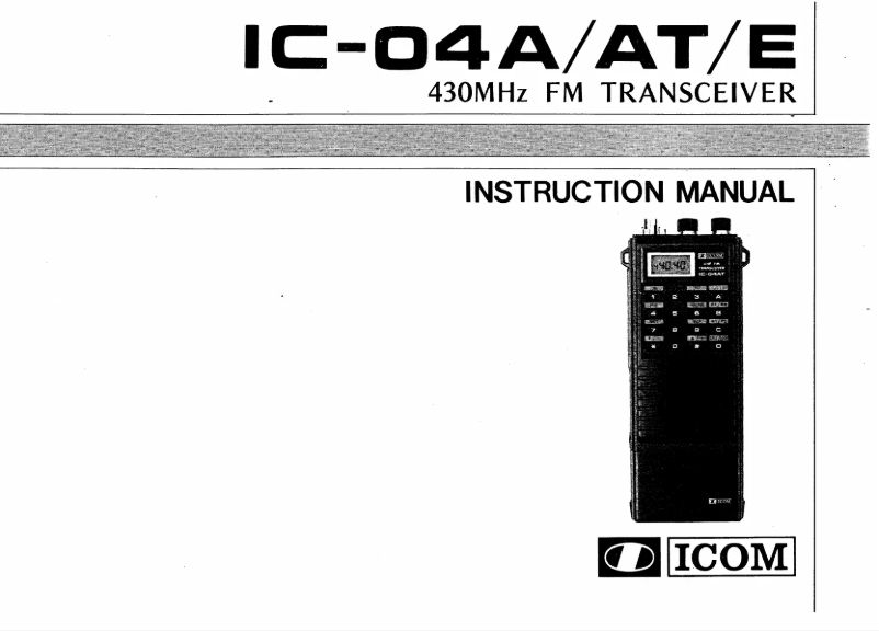 Page n°1 - Manuel utilisateur ICOM IC-04A