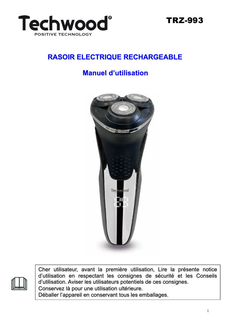 Page n°1 - Manuel utilisateur Techwood TRZ-108