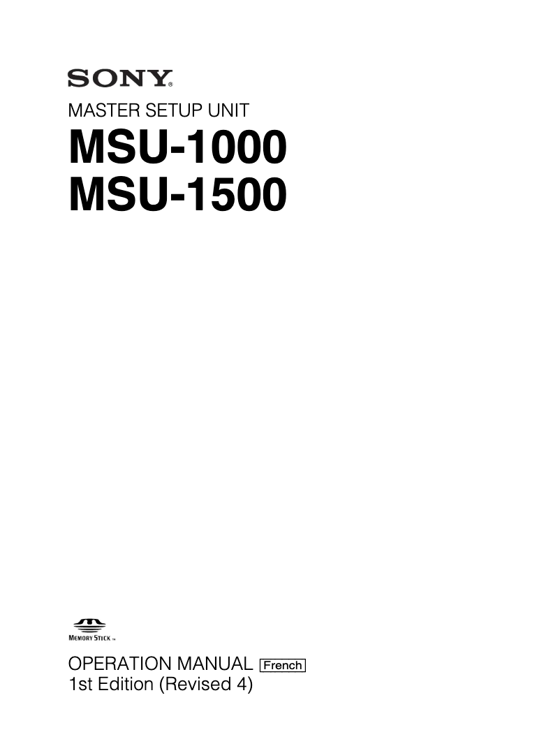 Page 1 de la notice Manuel utilisateur Sony MSU-1000