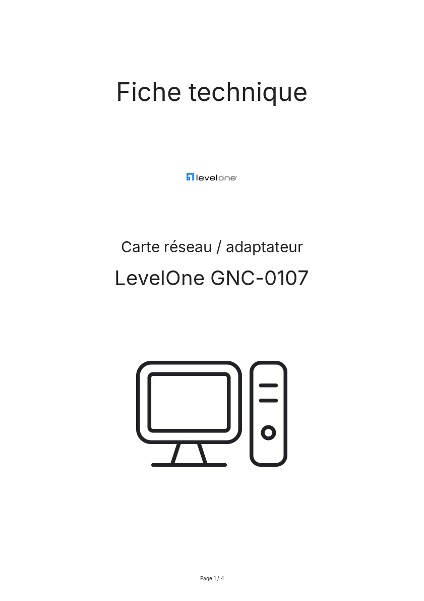 Page n°1 - Fiche technique LevelOne GNC-0107