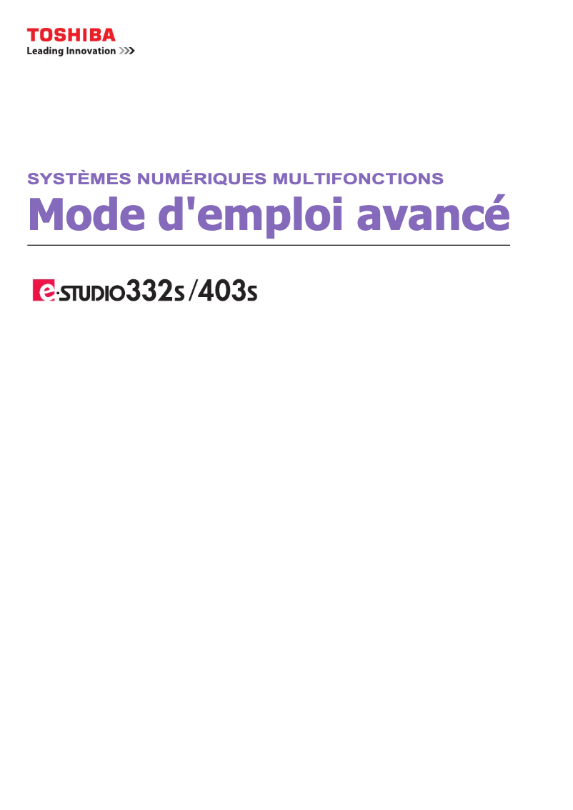 Page 1 de la notice Manuel utilisateur Toshiba E-Studio 403S