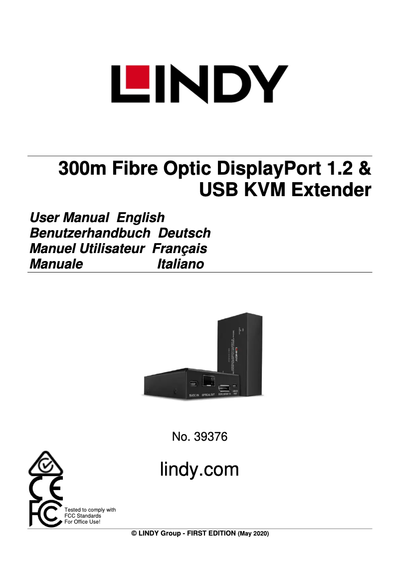 Page 1 de la notice Manuel utilisateur Lindy 39376