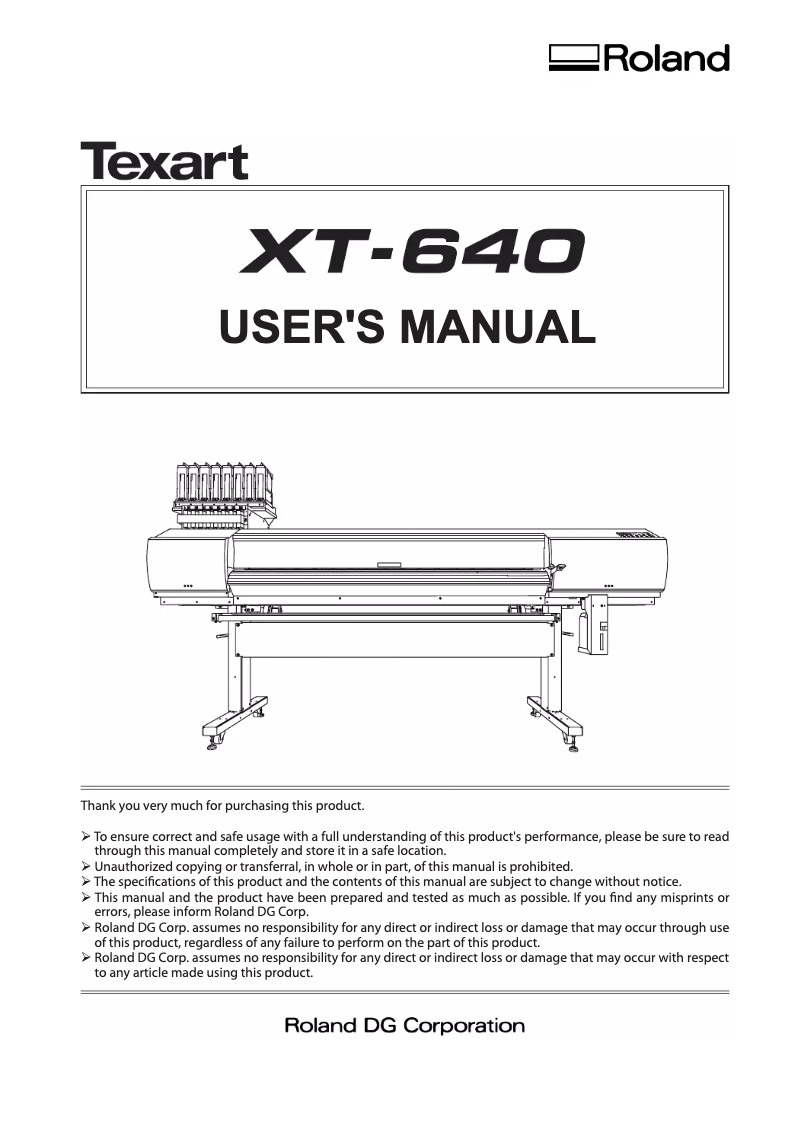 Page 1 de la notice Manuel utilisateur Roland Texart XT-640