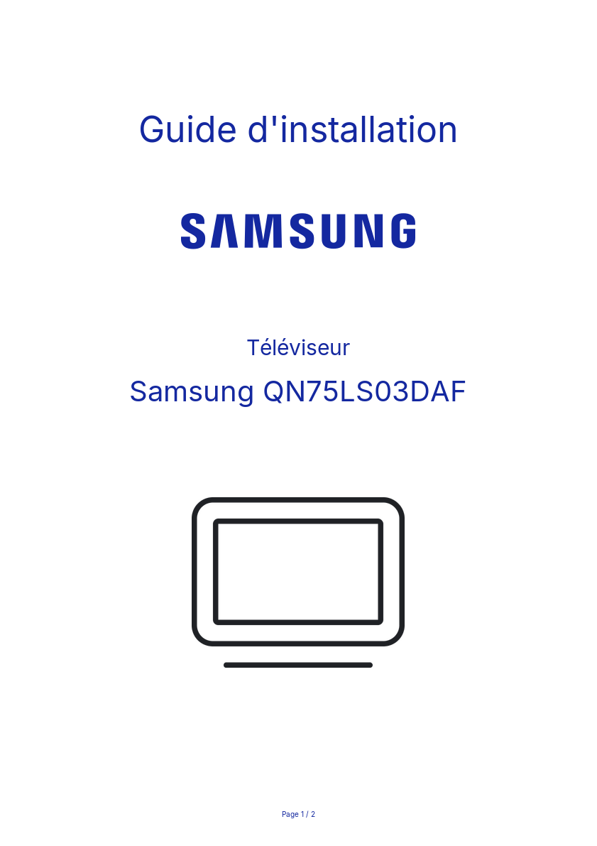 Page n°1 - Guide d'installation Samsung QN75LS03DAF