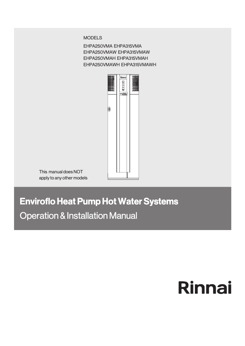Page n°1 - Instructions / montage Rinnai EHPA250VMA