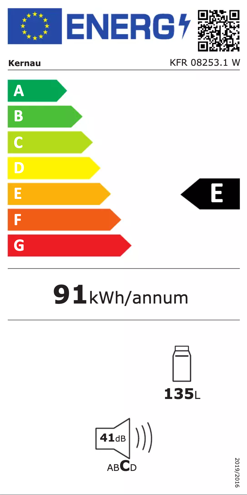 Page n°1 - Label énergétique Kernau KFR 08253.1 W