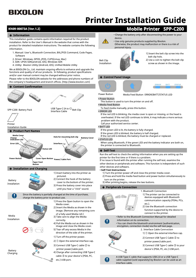 First page image of the manual for SPP-C200