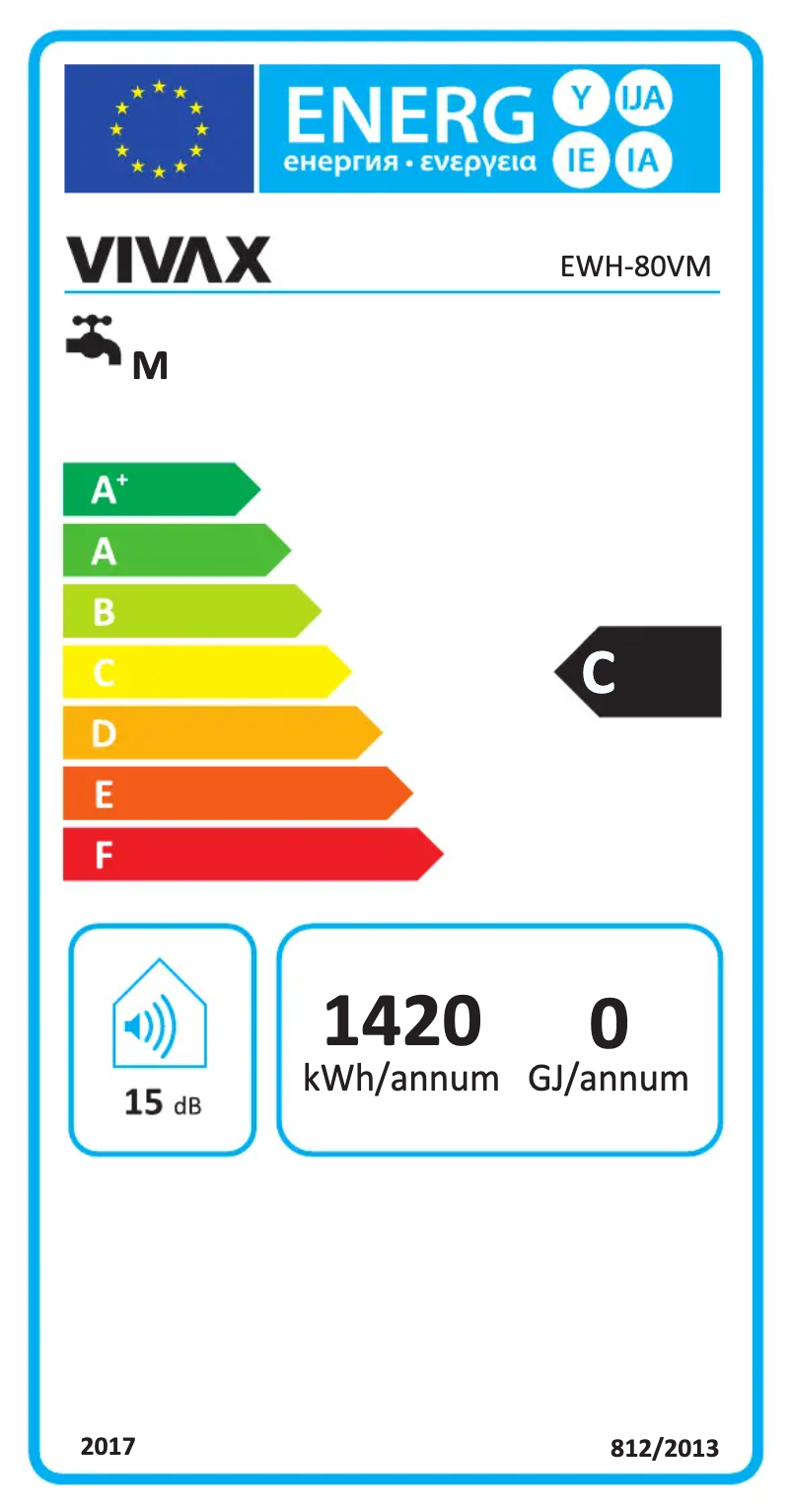 Page n°1 - Label énergétique Vivax EWH-80VM