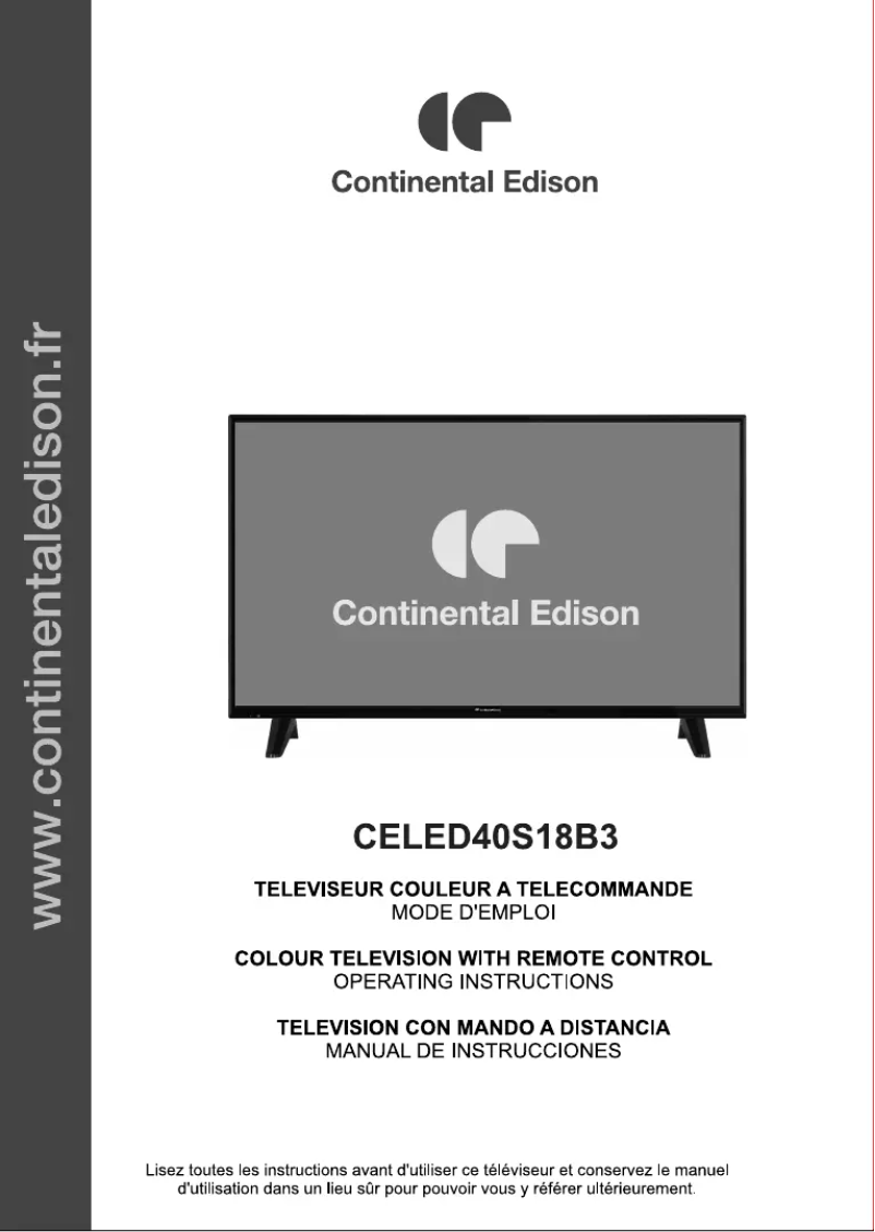 Page 1 de la notice Manuel utilisateur Continental Edison CELED40S18B3
