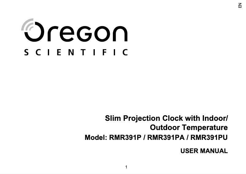 Page n°1 - Manuel utilisateur Oregon Scientific RMR391PA