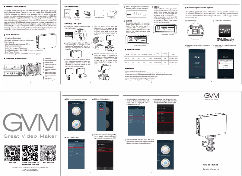 Page n°1 - Manuel utilisateur GVM RGB-7S