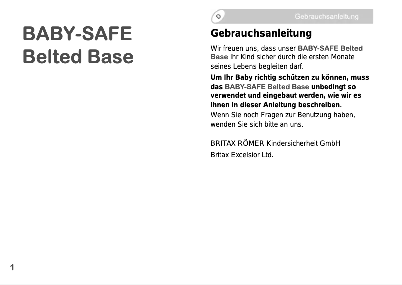 Page 1 de la notice Manuel utilisateur Britax-Römer Belted Base