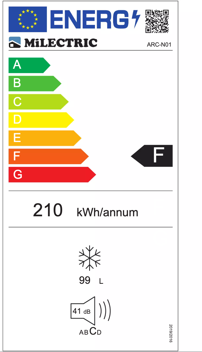 Page 1 de la notice Label énergétique Milectric ARC-N01