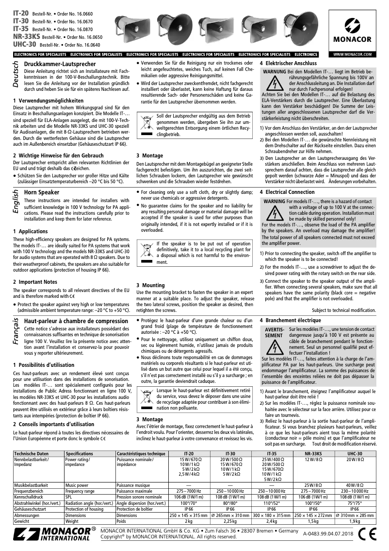 Image de la première page du manuel de l'appareil IT-35