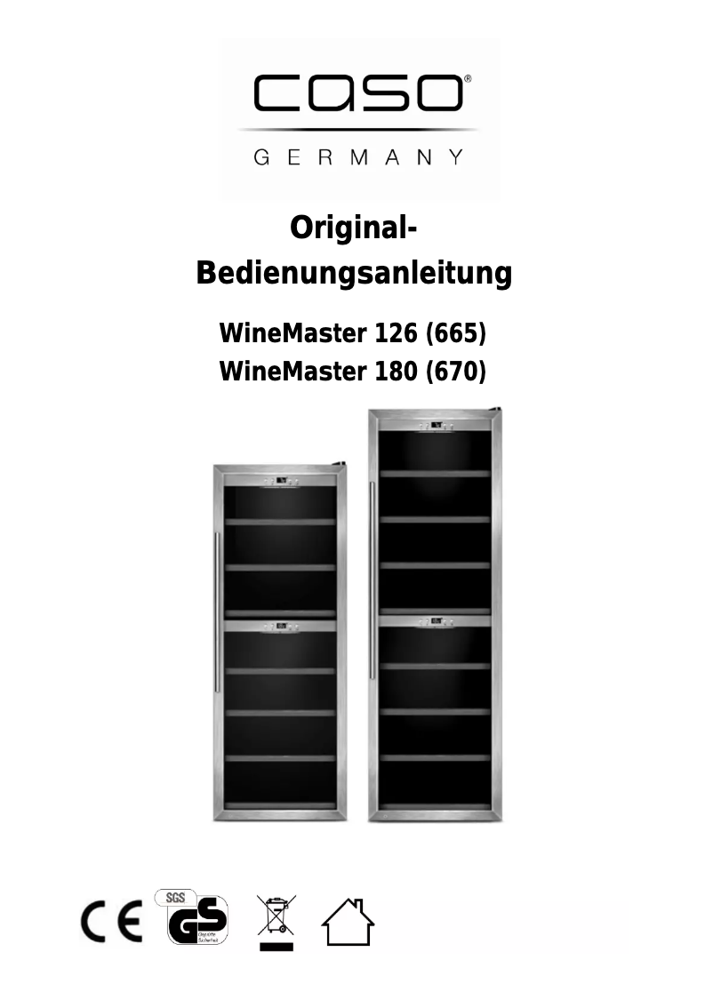 Page 1 de la notice Manuel utilisateur Caso WineMaster 126