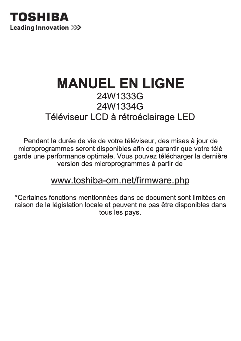 Page 1 de la notice Manuel utilisateur Toshiba 24W1333G