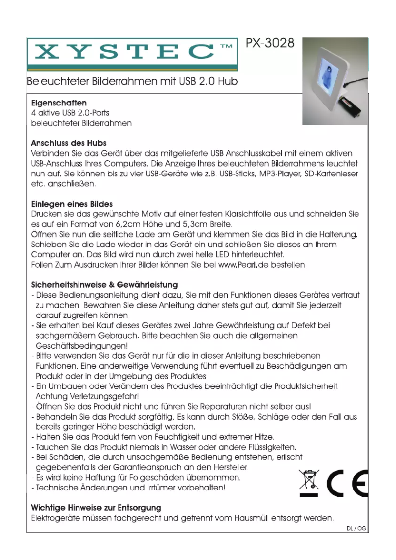 Page n°1 - Manuel utilisateur Xystec PX-3028-675