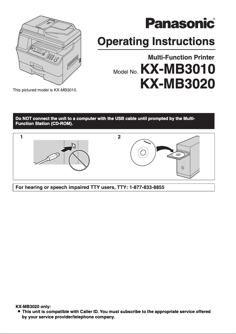 Page 1 de la notice Manuel utilisateur Panasonic KX-MB3020