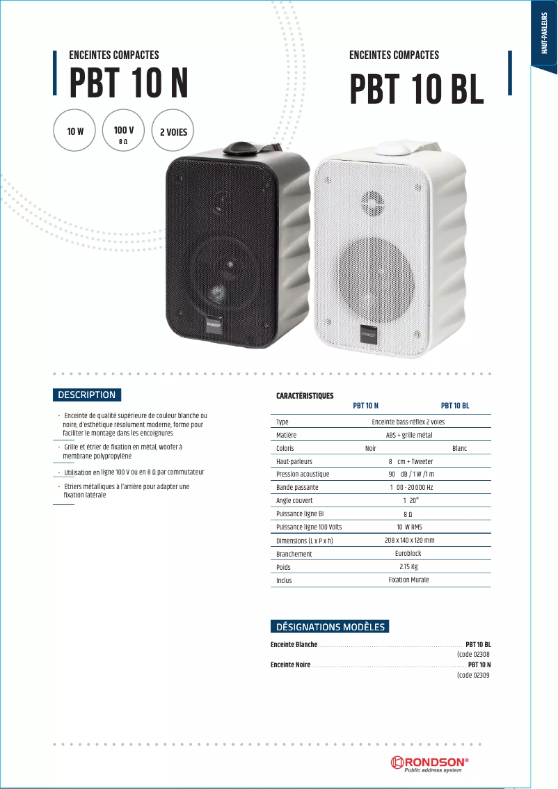Page n°1 - Manuel utilisateur Rondson PBT10