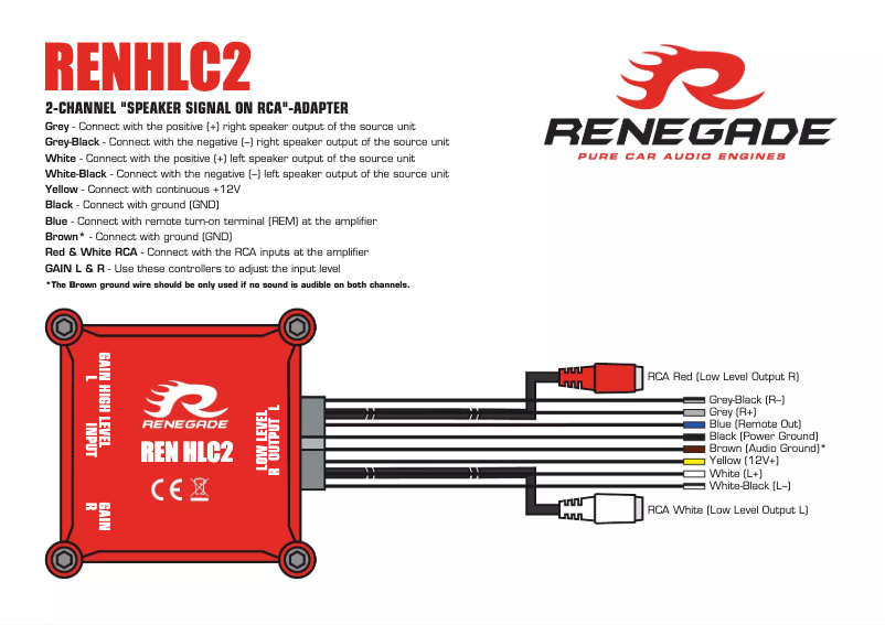 Page n°1 - Manuel utilisateur Renegade RENHLC2