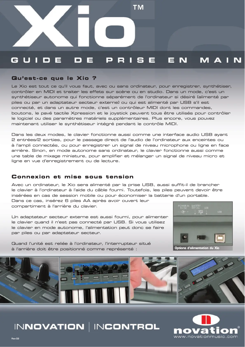 Page 1 de la notice Manuel utilisateur Novation Xio 49
